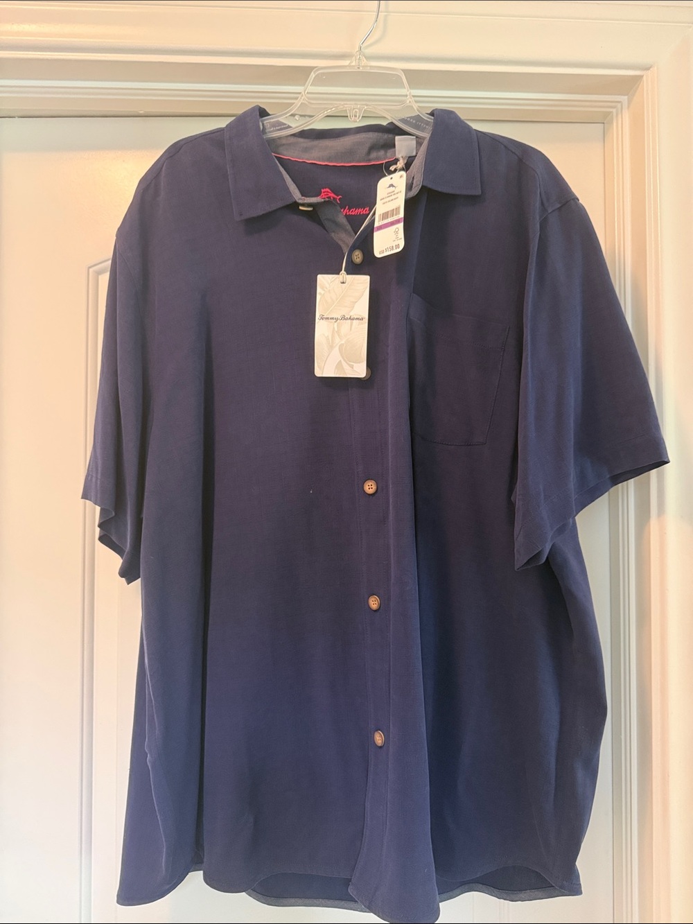 Tommy Bahama Navy Short-Sleeve Silk Button Down Shirt